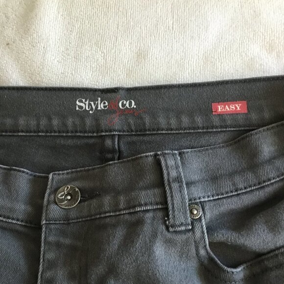 Style & Co Easy Fit Pants High Waist Relaxed Fit Denim Gray Women's Size 10 - Picture 3 of 9